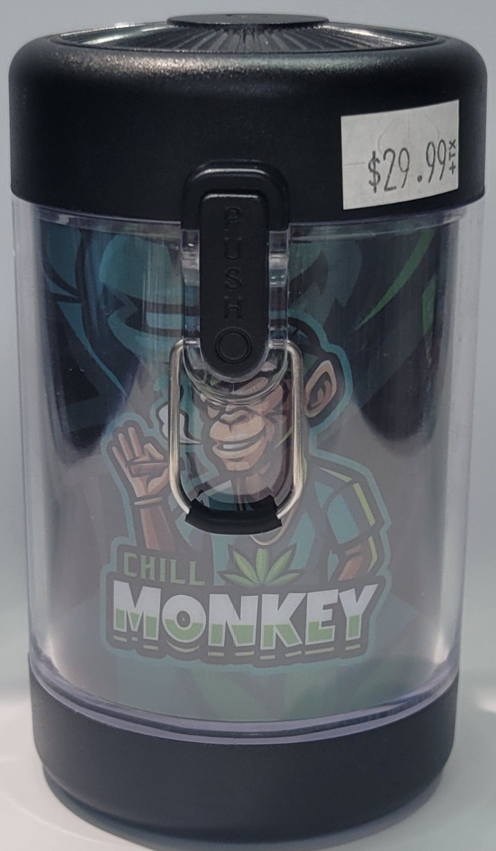 Magnified View LED Light Herb Jar + Grinder (Black)