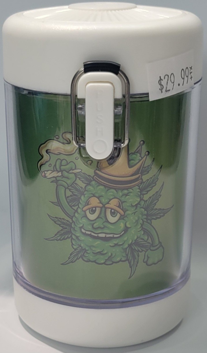 Magnified View LED Light Herb Jar + Grinder (White)