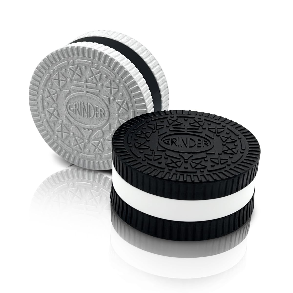 White Oreo Cookie Grinder (White Cookie, Black Center)
